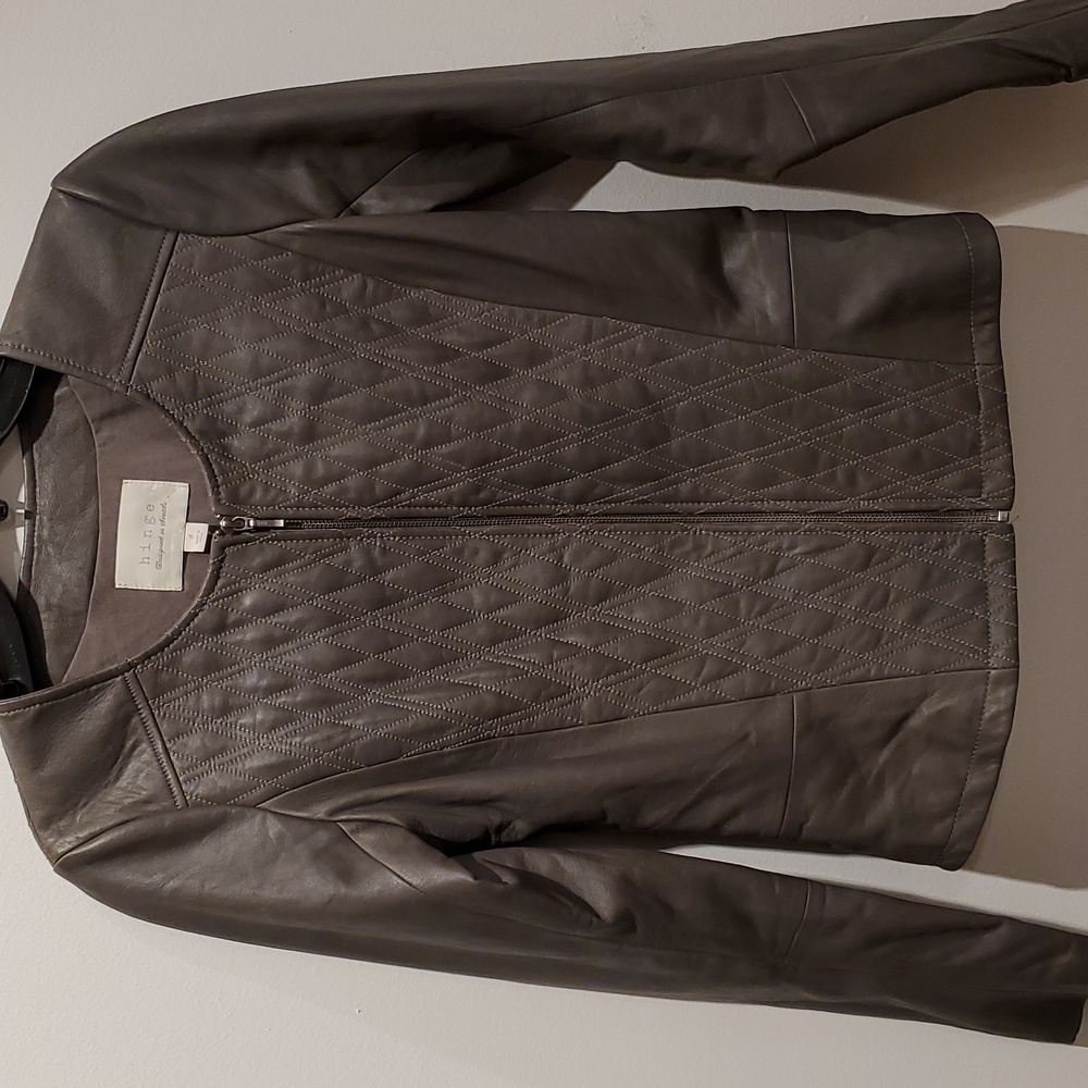 hinge Genuine Leather Jacket in Gray